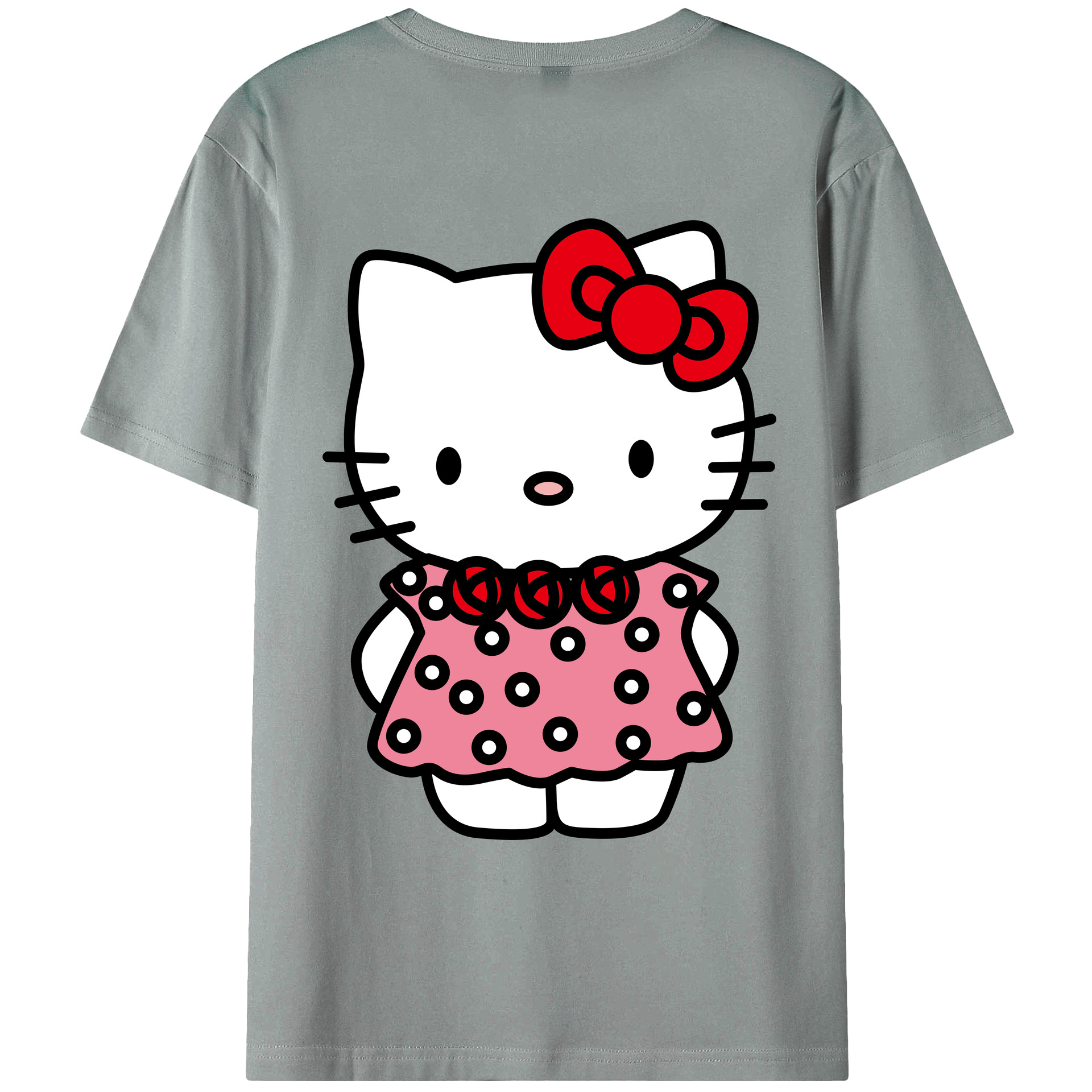 （画像用） Hello Kitty ハローキティ 綿100％ メンズ半袖Tシャツ（バックプリント） 通気性